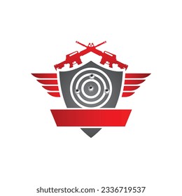 shooting shield with guns and wings 