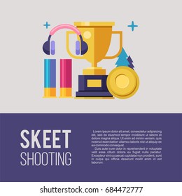 Shooting Skeet. Set of vector elements with place for text. Vector emblem.