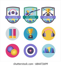 Disparo. Conjunto vectorial de logos. Conjunto de elementos de diseño. Iconos redondos.