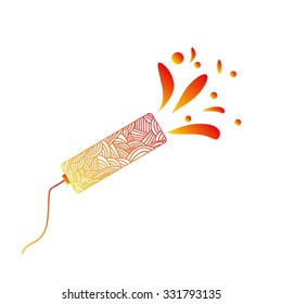 Shooting slapstick with abstract doodle pattern. Celebration sign. Christmas collection. Vector illustration. 