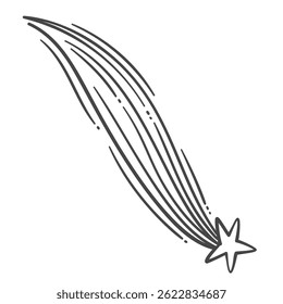Shooting space star with trails vector illustration features doodle style stars in motion.