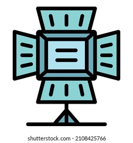 Shooting spotlight icon. Outline shooting spotlight vector icon color flat isolated