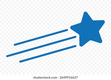 Shooting star. Abstract silhouette of shooting star. Flying comet with tail, falling meteor, abstract galaxy element. Vector illustration