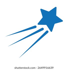 Shooting star. Abstract silhouette of shooting star. Flying comet with tail, falling meteor, abstract galaxy element. Vector illustration