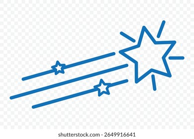 Shooting star. Abstract silhouette of shooting star. Flying comet with tail, falling meteor, abstract galaxy element. Vector illustration