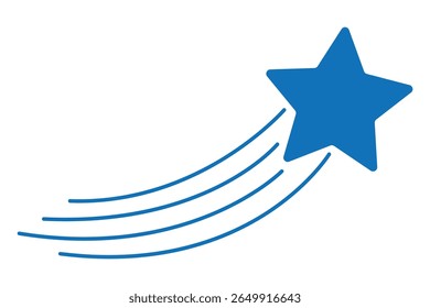 Shooting star. Abstract silhouette of shooting star. Flying comet with tail, falling meteor, abstract galaxy element. Vector illustration
