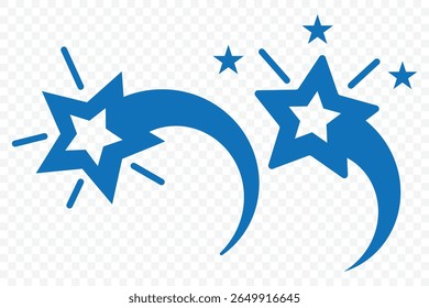Shooting star. Abstract silhouette of shooting star. Flying comet with tail, falling meteor, abstract galaxy element. Vector illustration