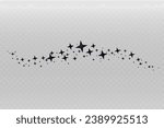 Shooting Star Black.
Shooting star with an elegant star trail on a white background. Festive star sprinkles, powder. Vector png.