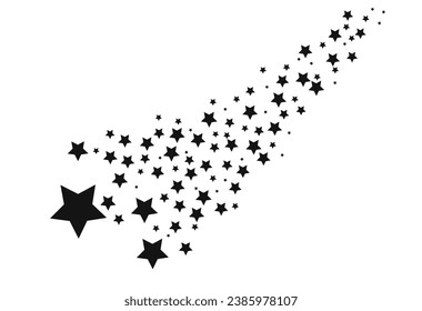 Shooting Star Black.
Shooting star with an elegant star trail on a white background. Festive star sprinkles, powder. Vector png.