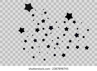 Disparando a Star Black.
Estrella fugaz con un elegante rastro estrella en un fondo blanco. Estrellas festivas rocian polvo. Vector png.