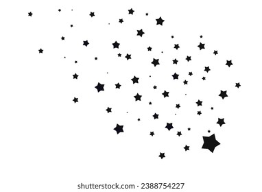 Disparando a Star Black.
Estrella fugaz con un elegante rastro estrella en un fondo blanco. Estrellas festivas rocian polvo. Vector png.
