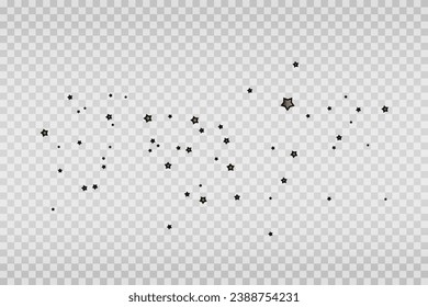Disparando a Star Black.
Estrella fugaz con un elegante rastro estrella en un fondo blanco. Estrellas festivas rocian polvo. Vector png.