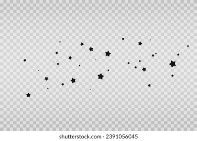 Shooting Star Black.
Shooting star with an elegant star trail on a white background. Festive star sprinkles, powder. Vector png.