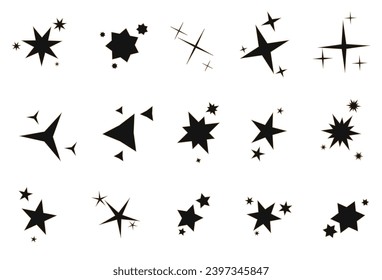 Shooting Star Black.
Stern mit einem eleganten Stern auf weißem Hintergrund. Festliche Sternsprinkles, Pulver. Vektorpng.