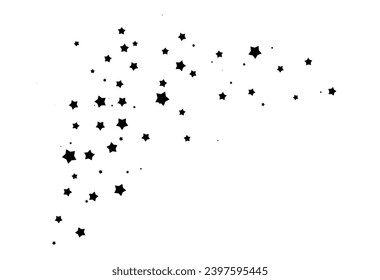 Shooting Star Black.
Shooting star with an elegant star trail on a white background. Festive star sprinkles, powder. Vector png.