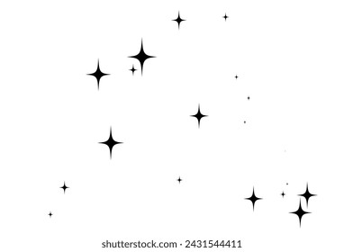 Shooting Star Black.
Shooting star with an elegant star trail on a white background. Festive star sprinkles, powder. Vector png.