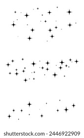 Shooting Star Black.
Estrella fugaz con un elegante rastro de estrellas sobre fondo blanco. Estrella festiva con chispas, polvo. Vector png.