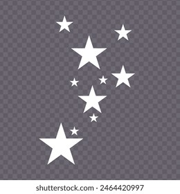 Shooting Star Black. Shooting star with an elegant star trail isolated on transparent background. Festive star sprinkles, powder. Vector png. EPS 10