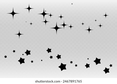 Shooting Star Black.
Shooting star with an elegant star trail on a white background. Festive star sprinkles, powder. Vector png.