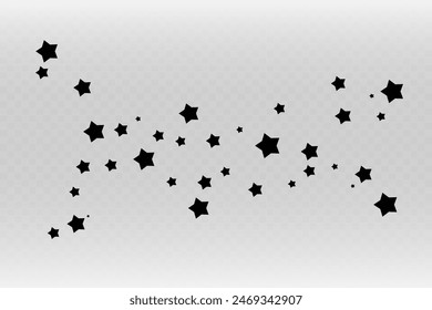 Shooting Star Black.
Shooting star with an elegant star trail on a white background. Festive star sprinkles, powder. Vector png.