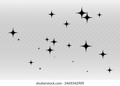 Shooting Star Black.
Shooting star with an elegant star trail on a white background. Festive star sprinkles, powder. Vector png.