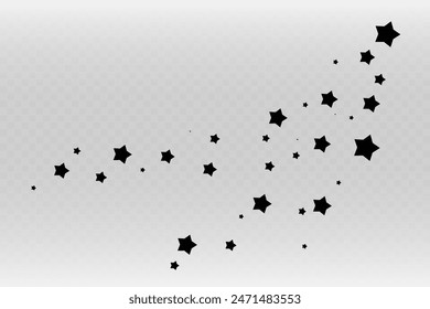Shooting Star Black.
Shooting star with an elegant star trail on a white background. Festive star sprinkles, powder. Vector png.