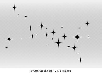 Shooting Star Black.
Shooting star with an elegant star trail on a white background. Festive star sprinkles, powder. Vector png.