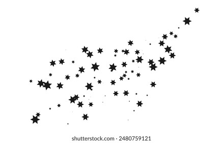 Shooting Star Black.
Estrella fugaz con un elegante rastro de estrellas sobre fondo blanco. Estrella festiva con chispas, polvo. Vector png.