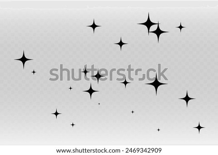 Shooting Star Black.
Shooting star with an elegant star trail on a white background. Festive star sprinkles, powder. Vector png.