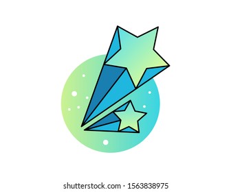 Shooting star cartoon with gradient background