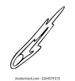 Shooting star, Comet, Asteroid. Space object. Exploration of open space. Vector illustration in doodle style.