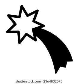 Shooting star, comet, falling solid icon, education concept, meteor, meteorite vector sign on white background, glyph style icon for mobile concept and web design. Vector graphics