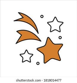 Shooting star, comet icon on white background. Vector illustration.