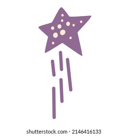 Shooting star. Comet tail or star trail. Meteorite, space. Vector Hand draw illustration isolated on the white background. 