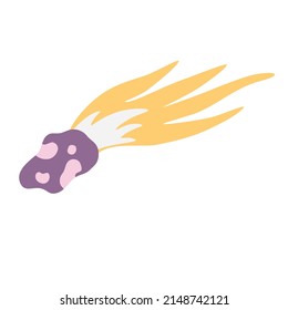 Stern schießen. Comet-Schwanz- oder Sternweg. Meteorit, Raum. Vektorgrafik, handgezeichnet, einzeln auf weißem Hintergrund. 