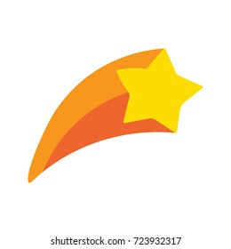 Shooting Star, Comet. Vector Hand Drawn Illustration Icon On White Background.