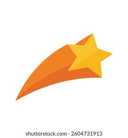 Shooting star, comet. Vector star illustration icon isolated on white background.
