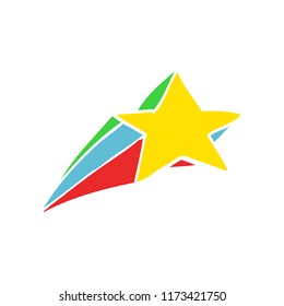 shooting star decorative flat color style cartoon