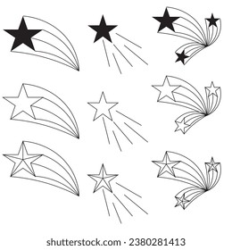 A shooting star design typically represents a celestial phenomenon and is often used as a decorative element in various forms of art, fashion, and graphic design. Here's a description of a shooting 
