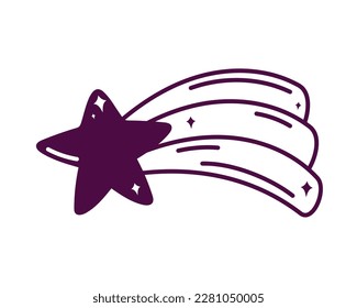 shooting star doodle icon isolated