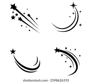 Shooting star with dynamic speed line comet concept illustration 