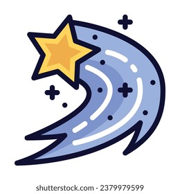 Shooting star filled line icon. Perfect for graphic design, mobile, UI, and web masterpieces