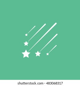 Shooting Star Flat Icon On Green Background