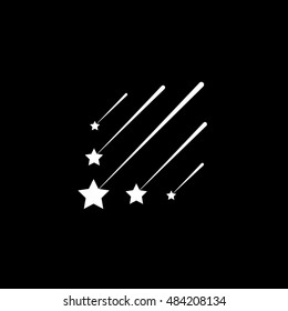 Shooting Star Flat Icon On Black Background
