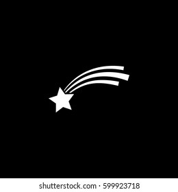 Shooting Star Flat Icon On Black Background