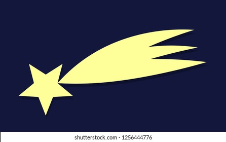 Shooting star flat icon.Christmas star of Bethlehem on night sky illustration.