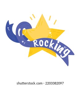 A Shooting Star Flat Sticker Icon