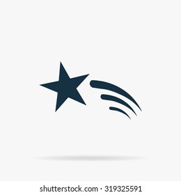 Shooting Star. Flat Vector Web Icon Or Sign On Grey Background With Shadow. Collection Modern Trend Concept Design Style Illustration Symbol