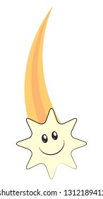 Shooting star funny character. Falling star smile sticker