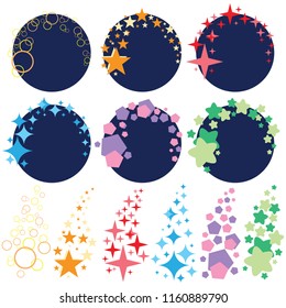 Shooting star galaxy , gleam vector illustration set. for greeting cards.